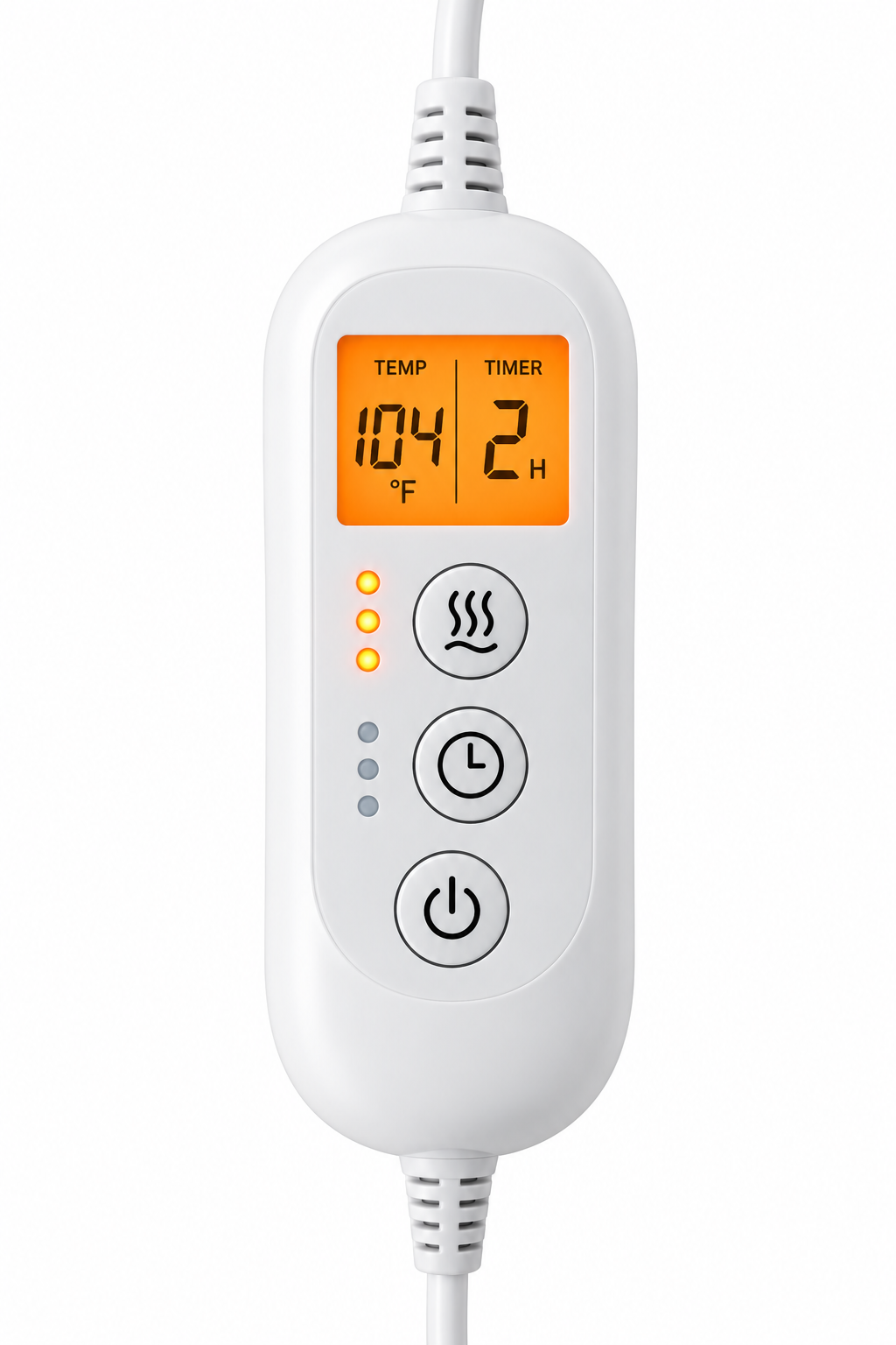 White LCD controller with temperature and timer display
